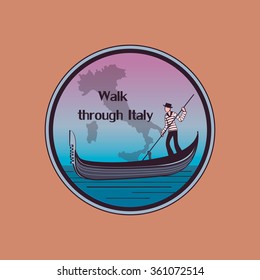 Hand drawn Italy country label - Venice. Vector illustration, EPS 10