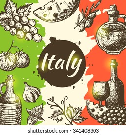 Hand drawn italy food. Vector illustration.