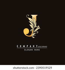 hand drawn J letters Logo, letter J logo design in leaf shape, letter J- floral decorative luxurious alphabet. Vector letter template design for brand, logo boutique, hotel, restaurant. business, J