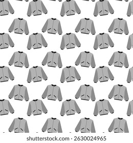 Hand Drawn Jacket bomber in Grayscale Monochrome Seamless Pattern Minimalist Backdrop Thematic cards