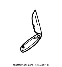 Hand Drawn jackknife doodle. Sketch style icon. Decoration element. Isolated on white background. Flat design. Vector illustration.