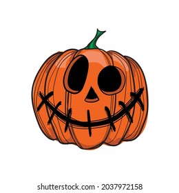 hand drawn Jack-o-lantern on white background