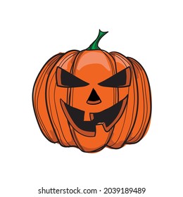 hand drawn Jack-o-lantern on white background