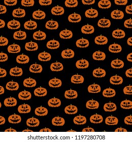 hand drawn jack-o-lantern seamless pattern - halloween background