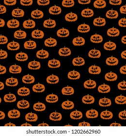 hand drawn jack-o-lantern seamless pattern - halloween background