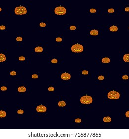 hand drawn jack-o-lantern seamless pattern - halloween background