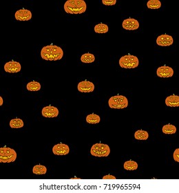 hand drawn jack-o-lantern seamless pattern - halloween background