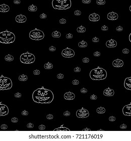 hand drawn jack-o-lantern seamless pattern - halloween background