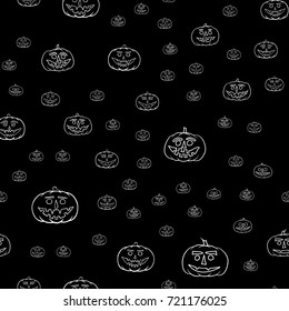 hand drawn jack-o-lantern seamless pattern - halloween background
