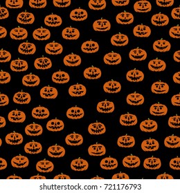 hand drawn jack-o-lantern seamless pattern - halloween background