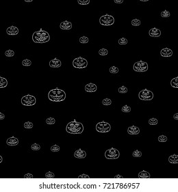 hand drawn jack-o-lantern seamless pattern - halloween background