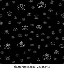 hand drawn jack-o-lantern seamless pattern - halloween background