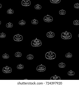 hand drawn jack-o-lantern seamless pattern - halloween background