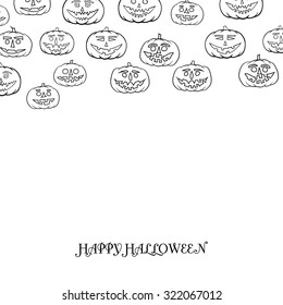 hand drawn jack-o-lantern vector background