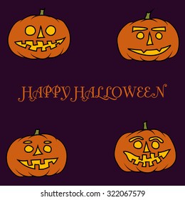 hand drawn jack-o-lantern vector background