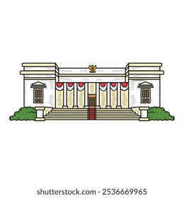 Hand Drawn Jakarta Building Illustration Colored - Independent Palace Jakarta 01