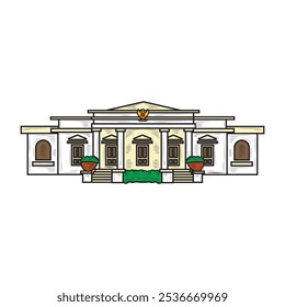 Hand Drawn Jakarta Building Illustration Colored - Independent Palace Jakarta 02