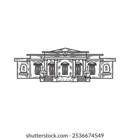 Hand Drawn Jakarta Building Illustration Colorless - Independent Palace Jakarta 02