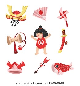 Hand Drawn Japan Children's Day Element Set