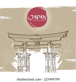 Hand drawn Japan design elements. 