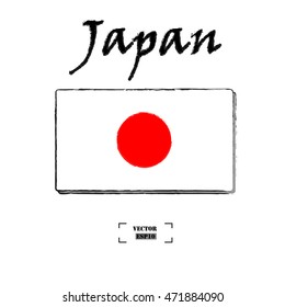 Hand drawn Japan Flag, Flags of the world for education, Vector design.