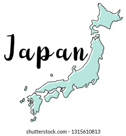 Hand drawn  of Japan map, vector  illustration