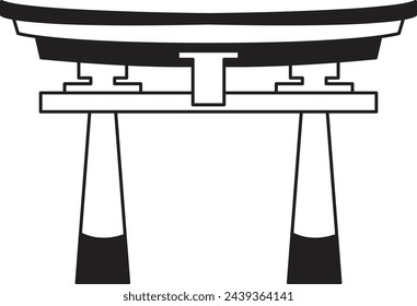 Hand Drawn Japanese and Chinese style pavilions or pagodas in flat style isolated on background