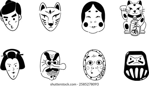 HAND DRAWN JAPANESE CULTURE AND FOLKLORE