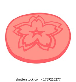 Hand drawn Japanese desserts, sweets, wagashi. Vector color illustration on a white background.