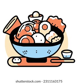 Hand Drawn Japanese food in doodle style isolated on background