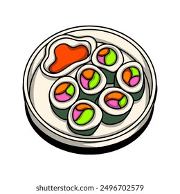 hand drawn Japanese food sushi