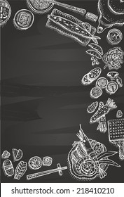 Hand drawn of Japanese food, vector