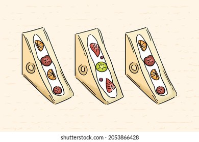 Hand drawn Japanese Fruit Sandwich