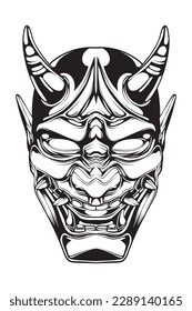 hand drawn japanese mask vector illustration.