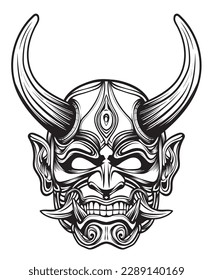 hand drawn japanese mask vector illustration.