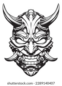 hand drawn japanese mask vector illustration.