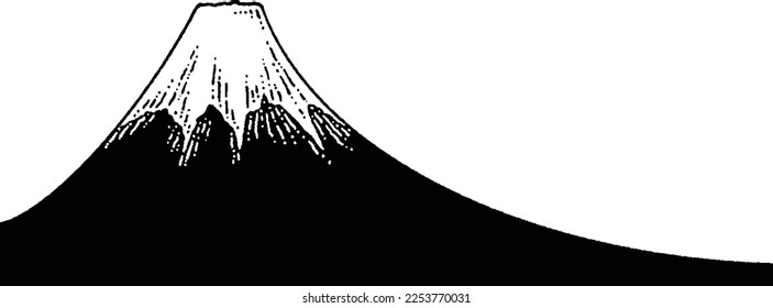 Hand drawn Japanese mount Fuji isolated on white background. Vector illustration in retro style.
