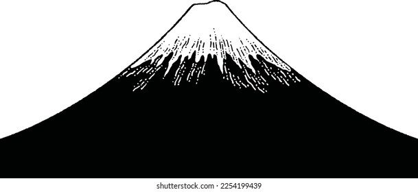 Hand drawn Japanese mount Fuji isolated on white background. Vector illustration in retro style.

