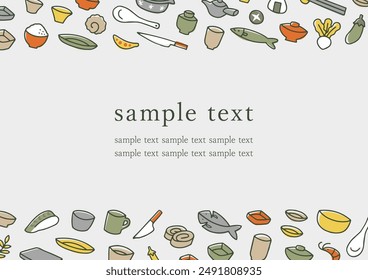 hand drawn Japanese tableware frame