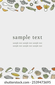 hand drawn Japanese tableware frame