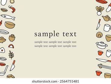 hand drawn Japanese tableware frame