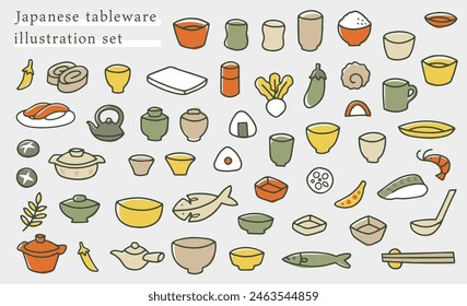 hand drawn Japanese tableware illustration