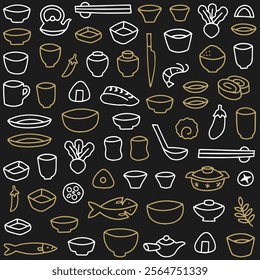 hand drawn Japanese tableware pattern