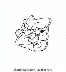 Hand drawn Japanese Tengu mask coloring page, Vector illustration eps.10