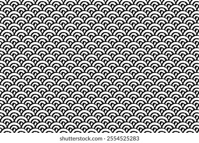 Hand drawn Japanese traditional blue sea wave pattern background illustration