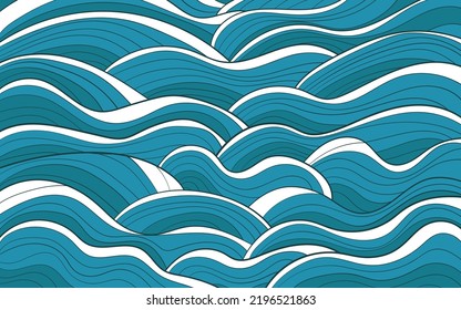 Hand drawn japanese wave pattern illustration