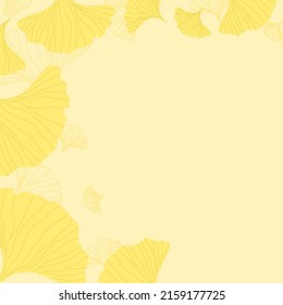 Hand drawn Japanese yellow Ginkgo biloba leaves. Vector frame of Autumn background. Concept for cosmetics or medical. 