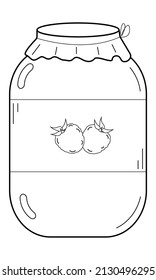 Hand drawn jar of berry jam or juice. A sweet product rich in vitamins