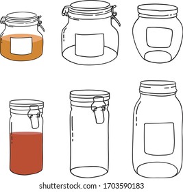 Hand drawn jar. Contour vector sketch.