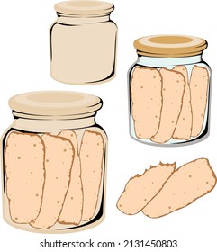 hand drawn jar and cookies vector illustration